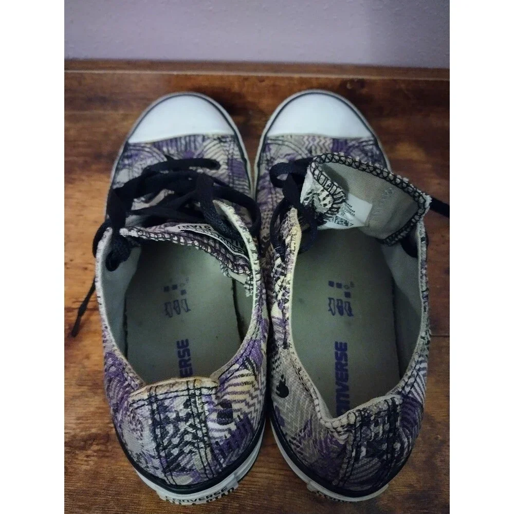 Converse CTAS Ox Purple Grey Black Hearts LowTop Juniors Size 4 Sneakers